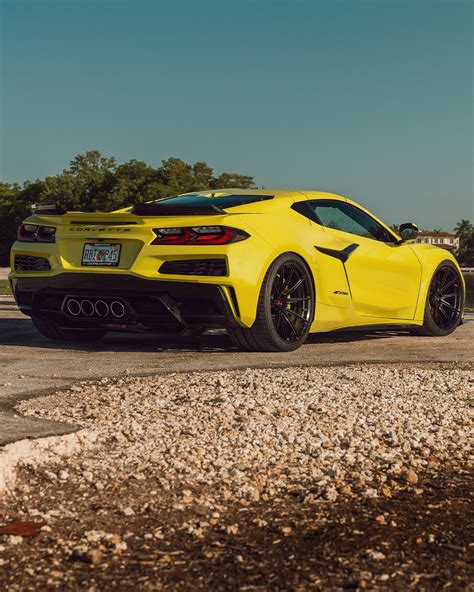 Lowered C8 Chevy Corvette Z06 Dresses Fancy In Yellow With Forged