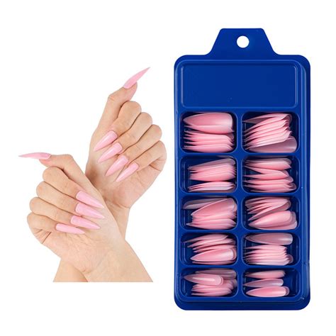 French Tip Nails Acrylic Nail Forms Reusable Nail Tips Full Cover Long Medium Coffin Nails Long