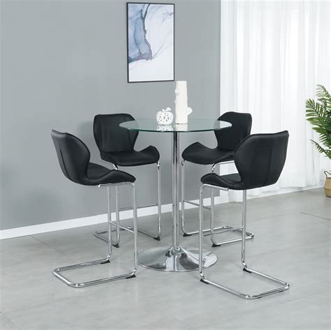 Modern Bar Chair Kitchen Barstool Dining Chair Set Of 4 Black