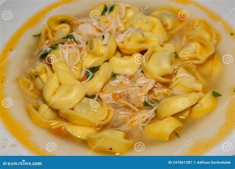 Italian Tortellini Capeletti Agnolini Soup With Chicken And