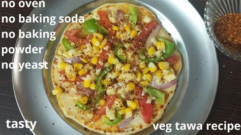 Tawa Veg Cheesy Pizza No Oven No Yeast No Baking Soda Ready In 10 Mins Instant Pizza