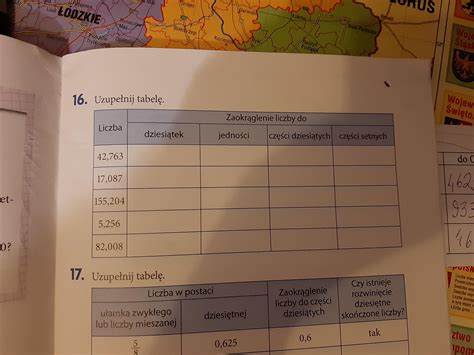 Zad 16 strona 51 w ćwiczeniach do klasy 6 Uzupełnij tabelę prosze o