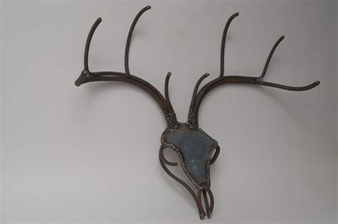 Items similar to Metal deer skull sculpture made from rabar and sheet ...