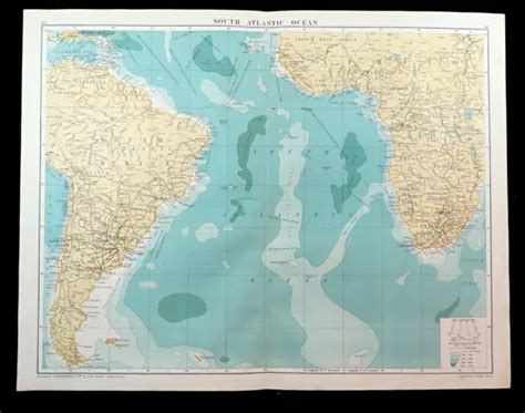 Carte De Sud Atlantique Oc An Navire A Vapeur Routes Chart Post Ww