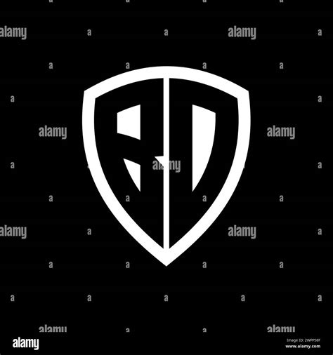 BD monogram logo with bold letters shield shape with black and white ...