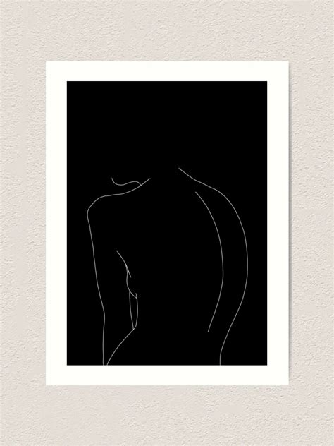 Nude Back Line Drawing Illustration Alex Black Art Print For Sale