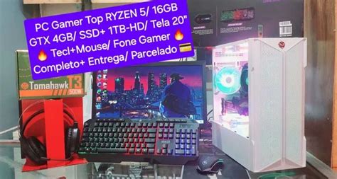 PC Gamer Top completo RYZEN 5 16RAM SSD HD GTX 4GB entrega grátis