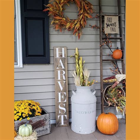 HARVEST Fall Wooden Rustic Plague Sign Welcome Porch Sign Etsy