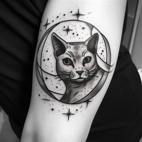 69 Cat And Moon Tattoo Ideas - TattooClue.com