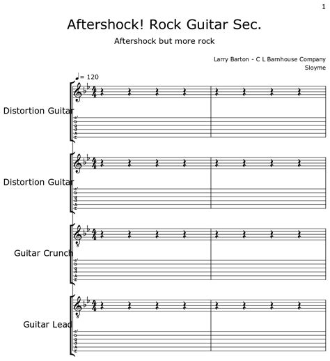 Aftershock Rock Guitar Sec Sheet Music For Distortion Guitar