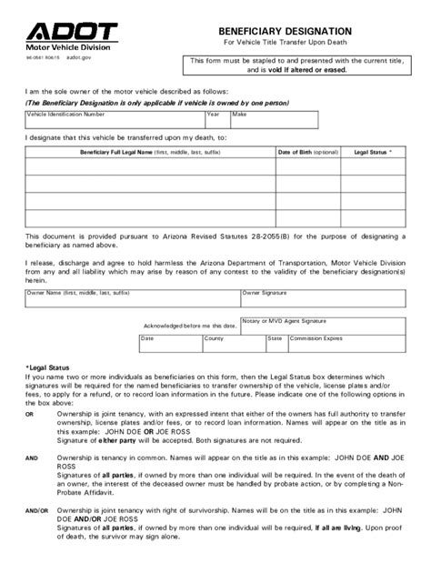 Adot Beneficiary Designation Form Complete With Ease Airslate Signnow