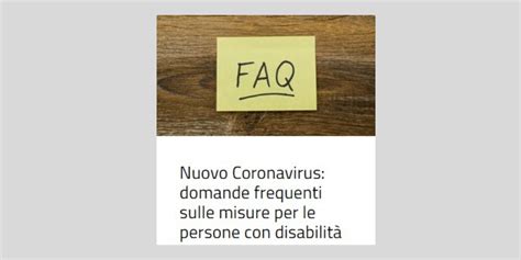 Coronavirus Domande Frequenti Sulle Misure Per Le Persone Con