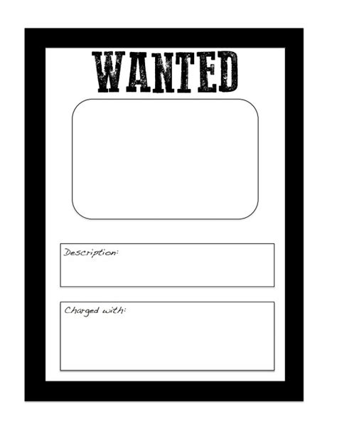 Printable Downloadable Wanted Poster Template Printable Party Palooza