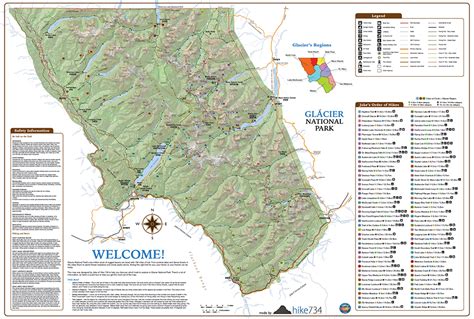 Glacier Wall Map - Hike 734