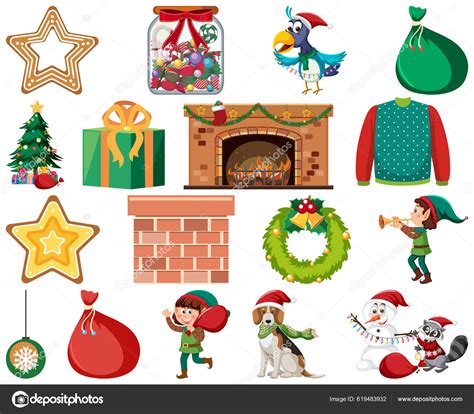 Christmas Characters Elements Set Illustration Stock Vector By Brgfx