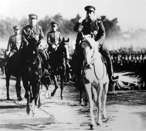 Photo Emperor Showa Hirohito Reviewing Troops Of The Japanese Army