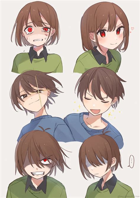 Safebooru 3others D Ambiguous Gender Androgynous Blue Sweater Blush Brown Eyes Brown