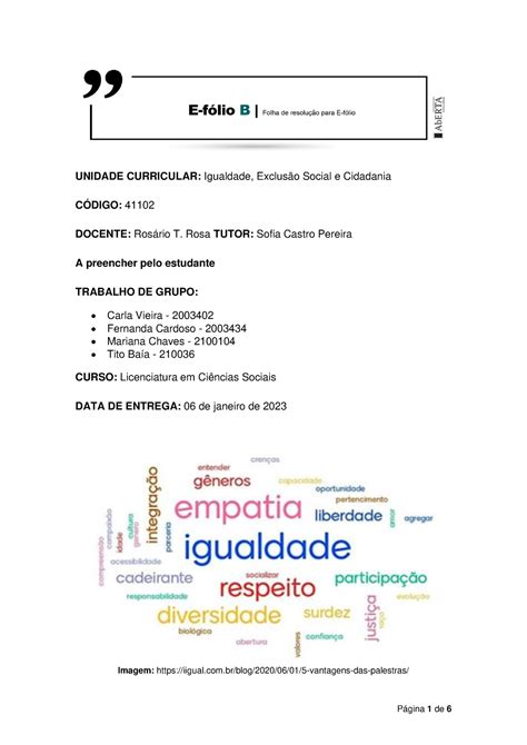 Efolio B Iesc Trabalho De Grupo Unidade Curricular