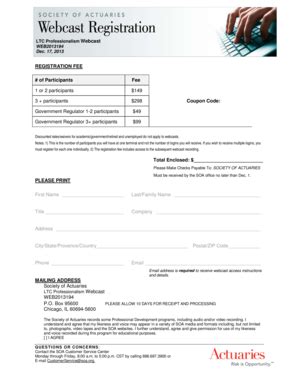 Fillable Online Soa Ltc Professionalism Webcast Registration Form