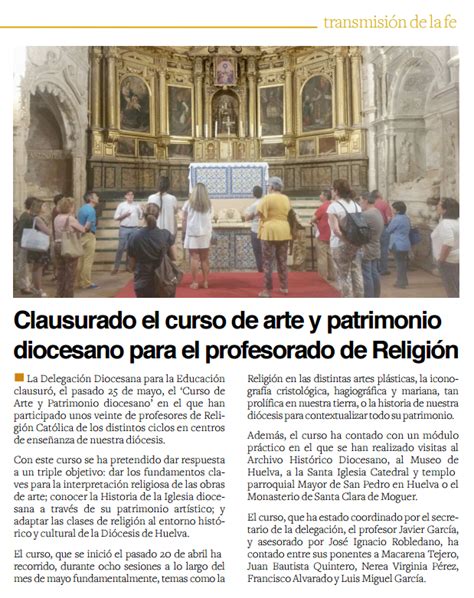 Delegación Diocesana de Educación y Cultura Huelva Curso Arte y