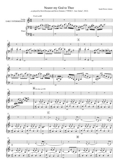 Nearer My God To Thee Piano And Violin Early Intermediate Sheet Music