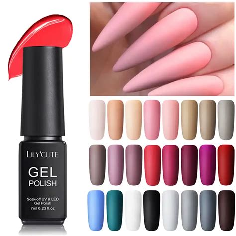 LILYCUTE Color Rojo Rosa Nude Serie UV Gel Polaco Mate Capa Superior