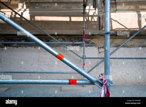 Scaffolding poles on a Czech buidling Stock Photo - Alamy