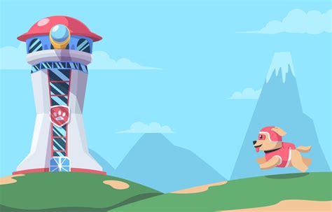 Paw Patrol With Tower Background 23054310 Vector Art At Vecteezy