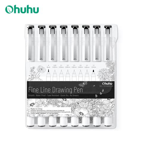 Ohuhu Micro Pen Fineliner Drawing Pens 8 Pack Line Pens Art Colored