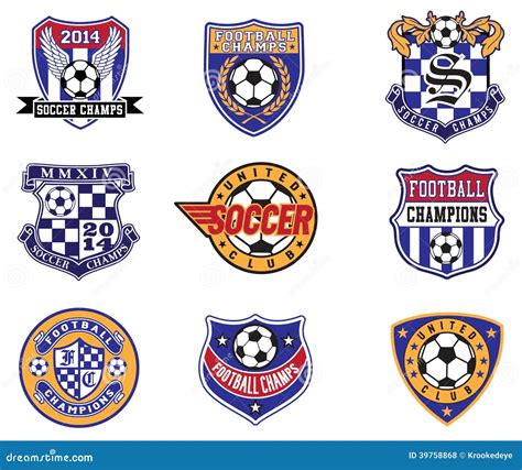 Football Soccer Badges Patches And Emblem Vector Set Stock Vector