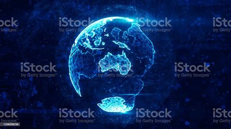 Digital Globe Made Of Plexus Bright Glowing Lines Detailed Virtual Planet Earth Technology