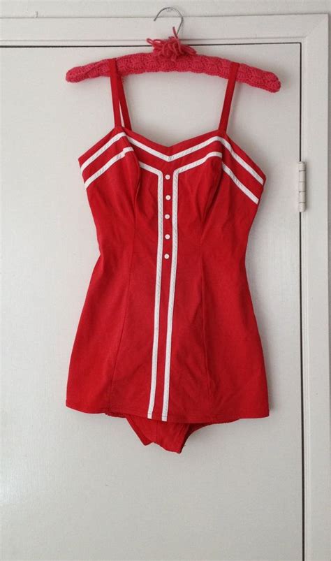 1950 S Red Swimsuit Pin Up Bathing Suit By Marina Del Mar Etsy Canada Vintage Swimsuits