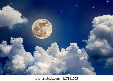 Peaceful Background Night Sky Full Moon Stock Photo (Edit Now) 627181085