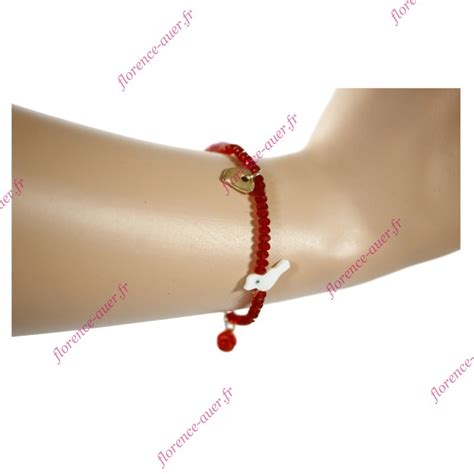 Bracelet Rouge Lastique Amour Chance Porte Bonheur Affection Paix