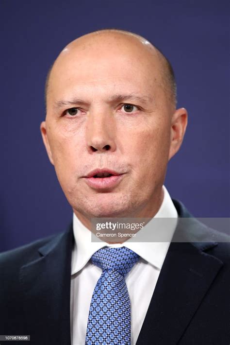 Home Affairs Peter Dutton speaks during a press conference on... News ...