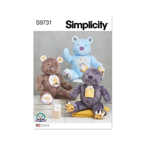 SIMPLICITY Sewing Pattern 9731 OS Stuffed Bear By Carla Reiss