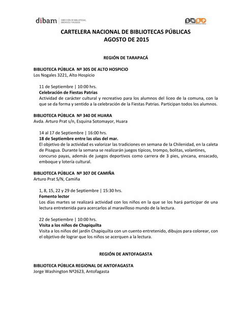 PDF CARTELERA NACIONAL DE BIBLIOTECAS Bibliotecaspublicas Cl 624