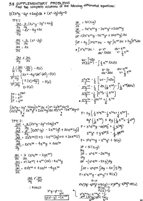 Solution Differential Equations Practice Problems Non Exact