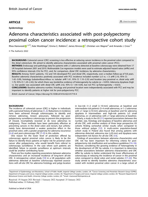 Pdf Adenoma Characteristics Associated With Post Polypectomy Proximal