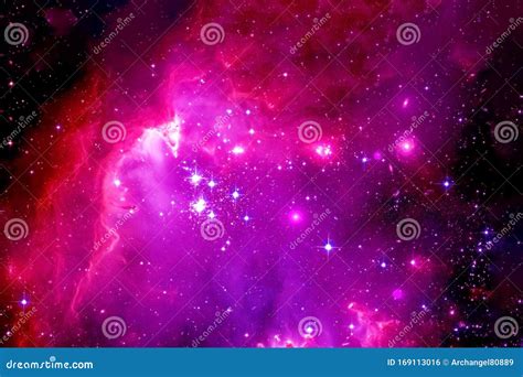 Violet Nebula, with Bright Beautiful Stars and Dark Areas. Elements of ...