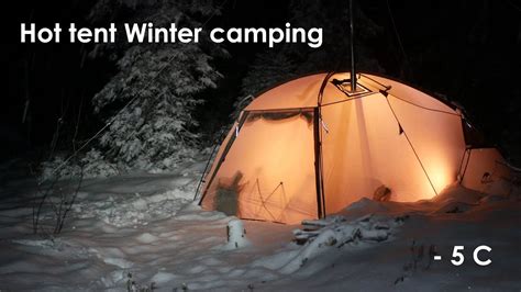 Solo Winter Hot Tent Camping In Heavy Snowfall Youtube