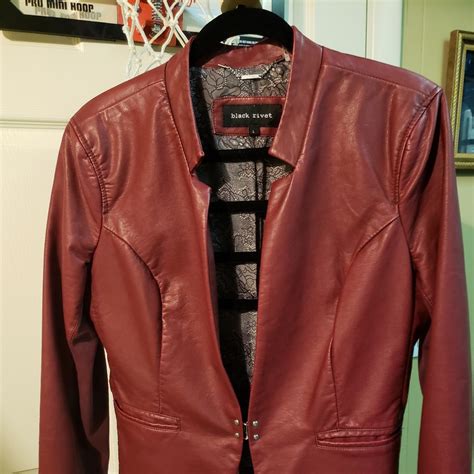 Black Rivet Burgundy Faux Leather Jacket Gem