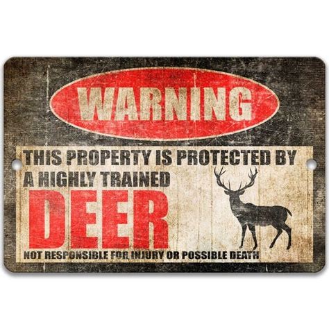 Deer Sign Cabin Sign Funny Deer Sign Deer Decor Deer Warning Etsy