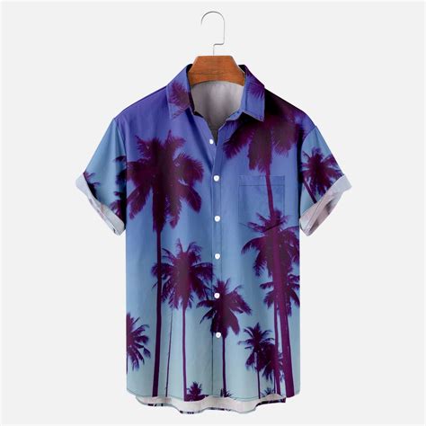 Waenqinla Mens Hawaiian Shirts Summer Tropical Palm Tree Graphic Beach