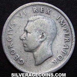 George Vi South African Silver Shilling Silver Age Coins