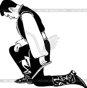 Man Stands On His Knees Vector Clip Art