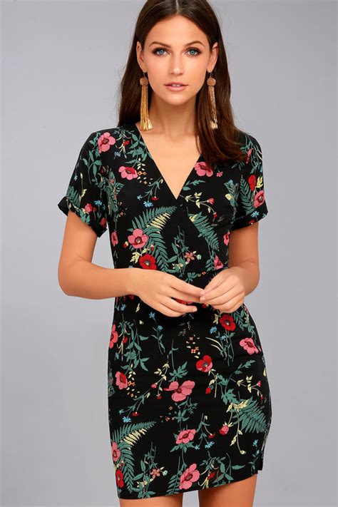 Dreamy Black Floral Print Dress Print Sheath Dress Lulus