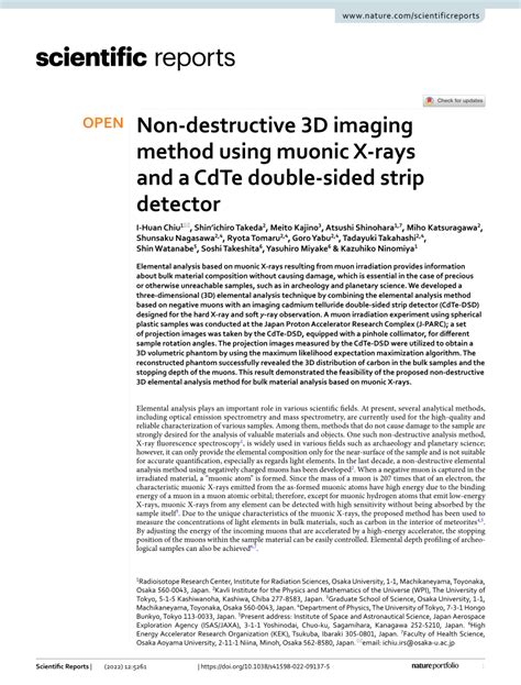 PDF Non Destructive 3D Imaging Method Using Muonic X Rays And A CdTe