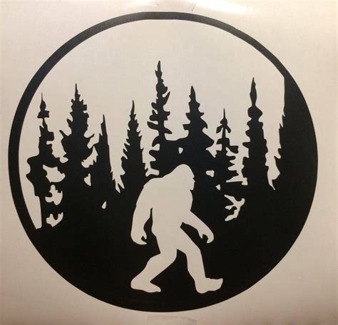 Bigfoot Decal Bigfoot Decal With Trees Unique Cryptids Etsy Bigfoot