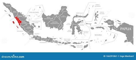 West Sumatra Red Highlighted In Map Of Indonesia Stock Illustration